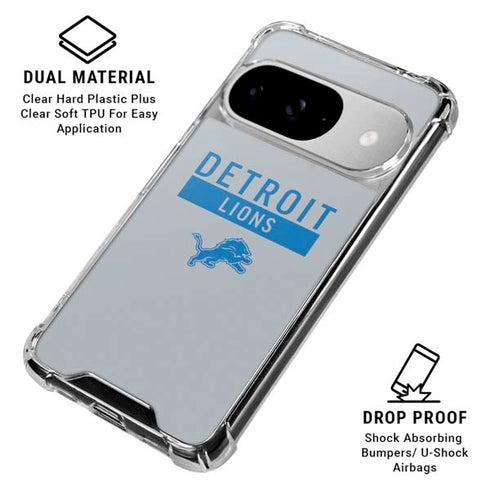 NFL Detroit Lions Grey Performance Series Google Pixel 10 Clear Case